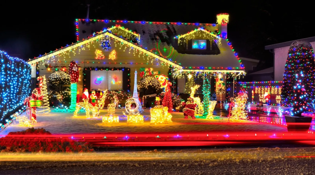christmas lights on houses