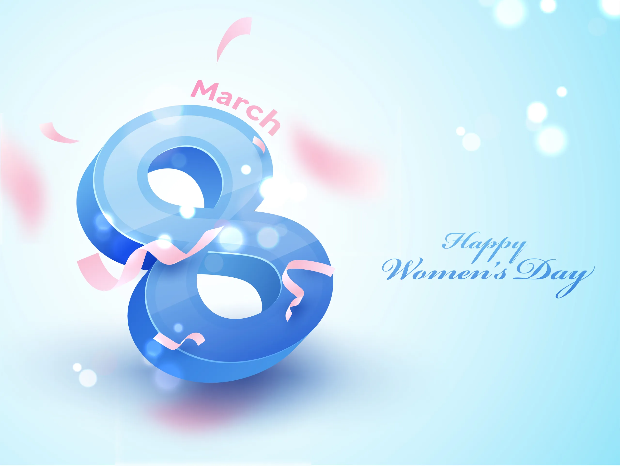 8 March Happy Women's Day Freepik Style 3D Image